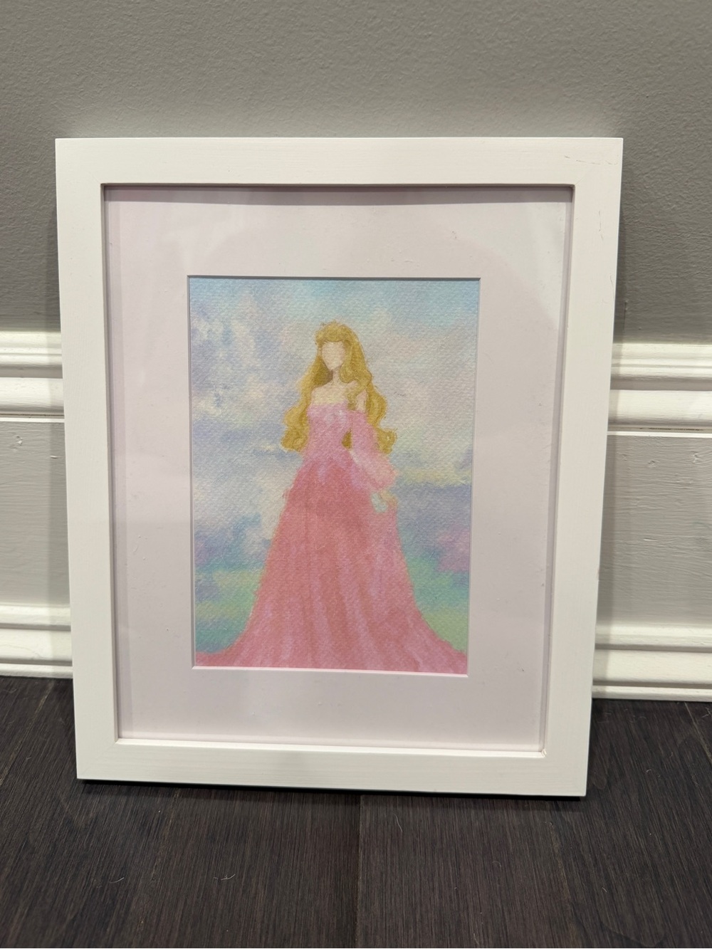 NWOT CUSTOM MADE Disney Sleeping Beauty Watercolor Portrait Frame 11” x 9”